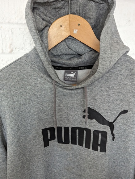 Puma Spellout Hoodie - Size L - Grey - Cotton - P2P 23" - Picture 7 of 8